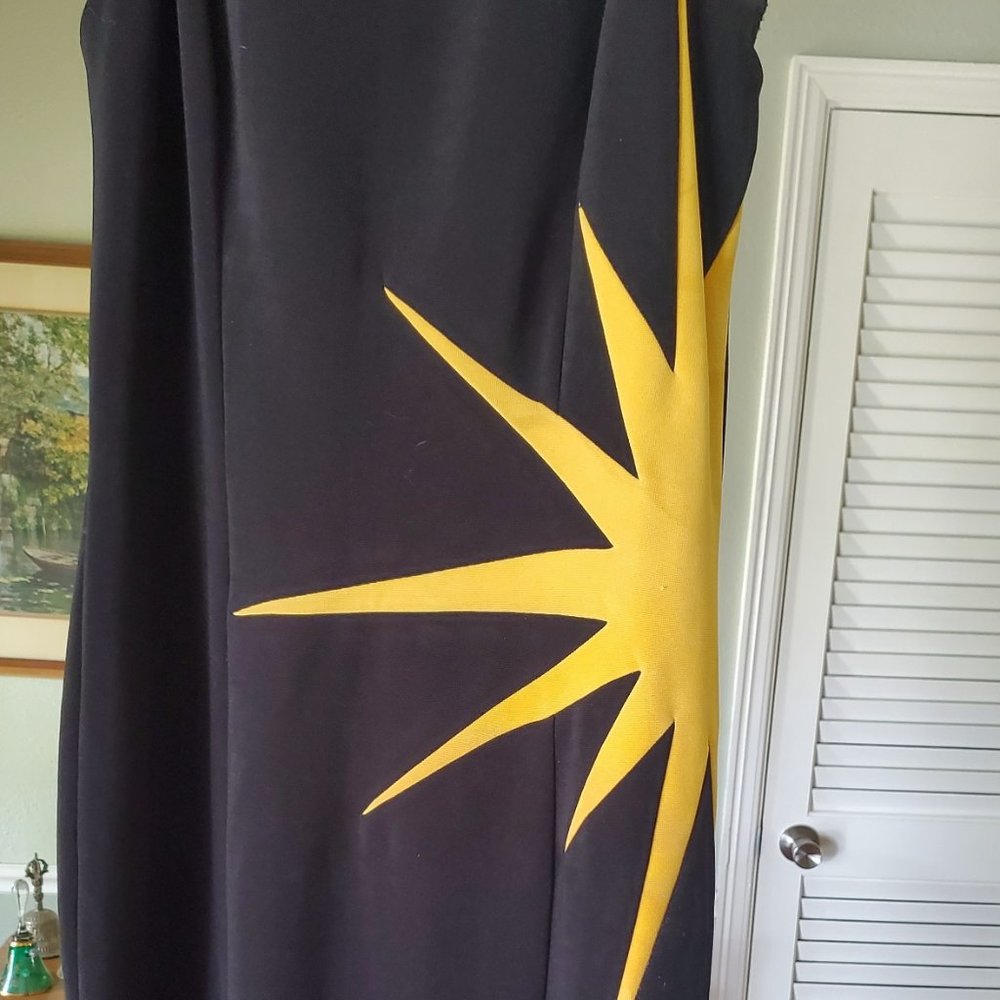Vintage 80's black with sunburst maxi dress - Picture 5 of 9